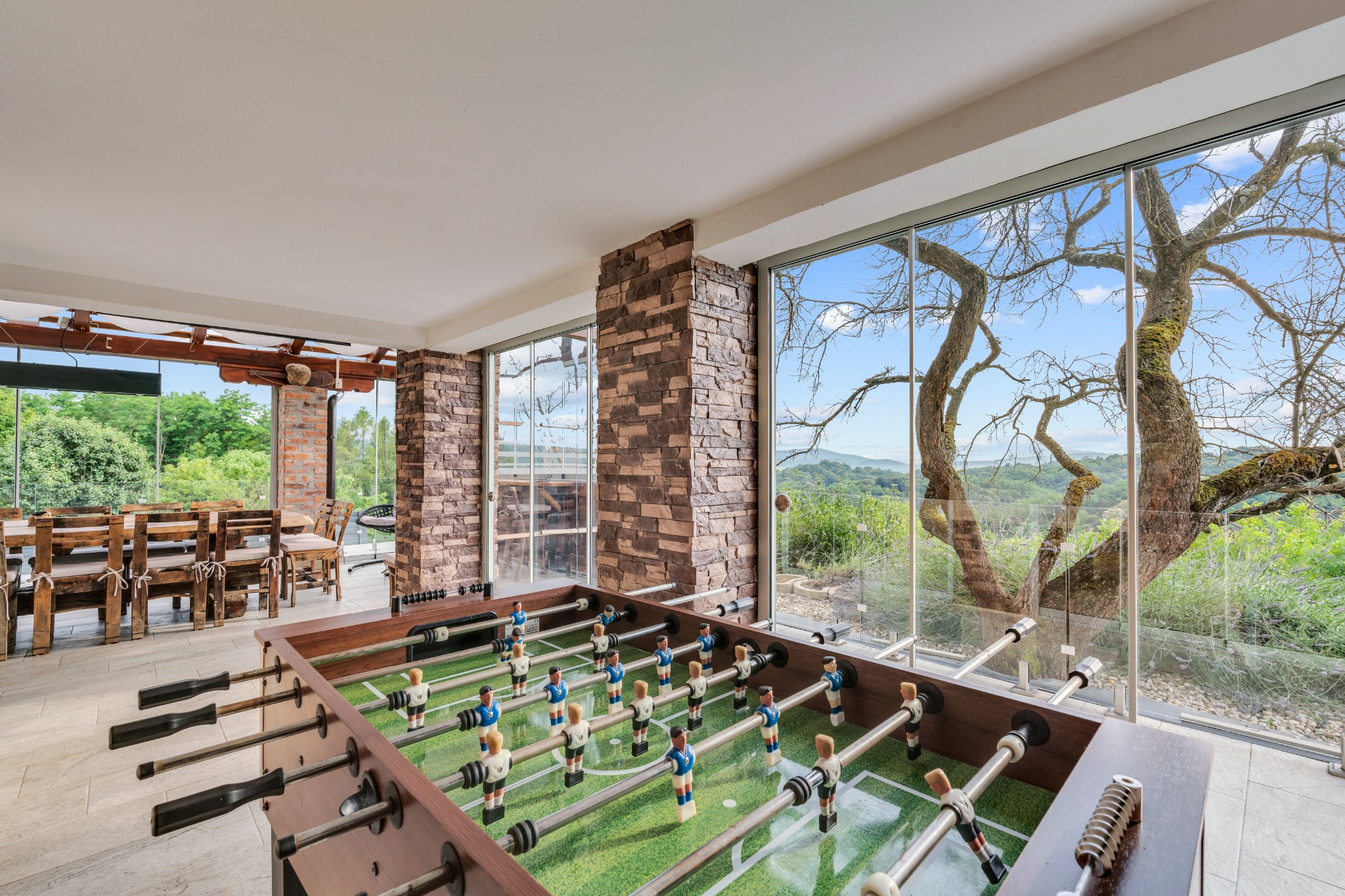 Covered outdoor dining and lounge