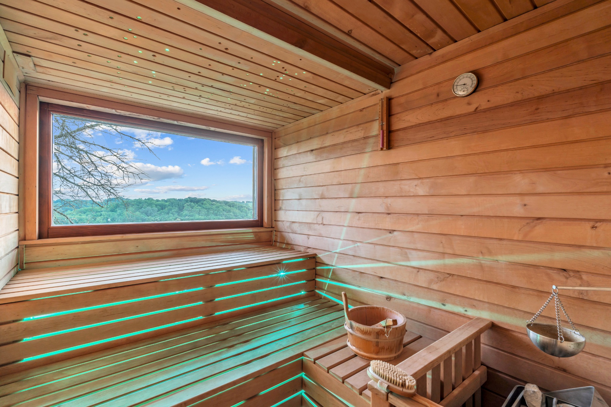 Wood-lined sauna